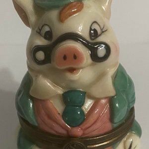 Pig Percival Pig Cookie Jar Style Porcelain Hinged Box Dept 56 Cookies From the Cookie Jar Series   Miniature Cookie jars!