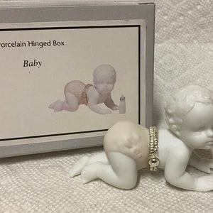Porcelain Hinged Trinket Box Baby Girl with Bottle Trinket Midwest PHB  New in Box