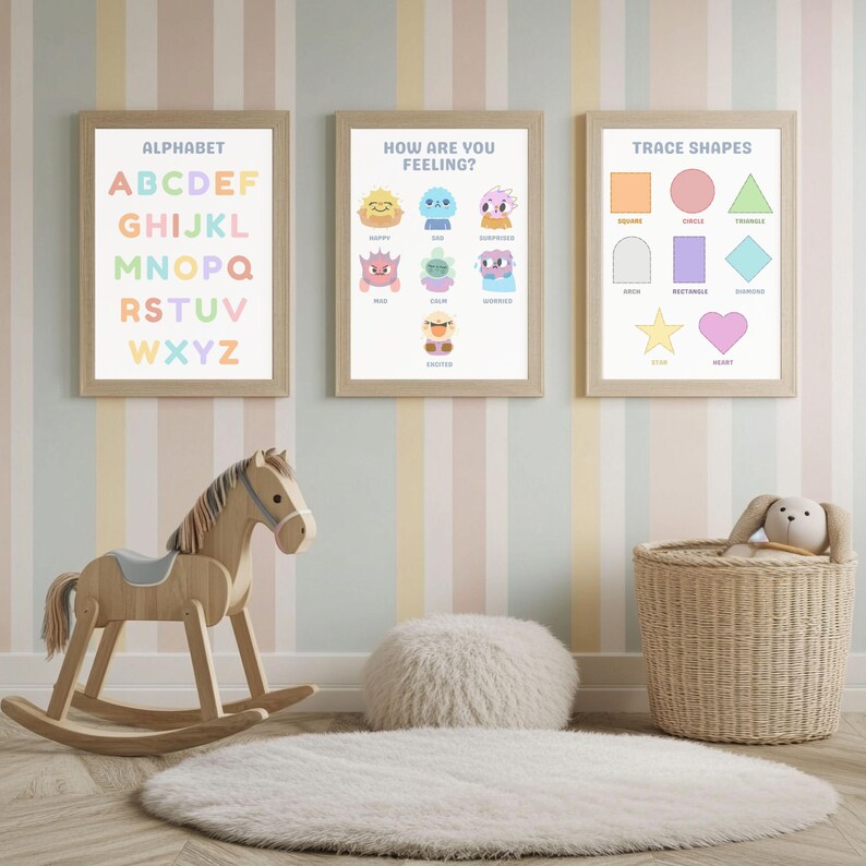 Pastel Educational Posters for Kids | Toddler Learning Wall Art ...