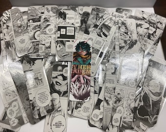 Pode incluir: Uma coleção de marcadores de estilo mangá em preto e branco com personagens do anime My Hero Academia. Os marcadores apresentam diferentes personagens, incluindo Izuku Midoriya, Katsuki Bakugo e All Might. Os marcadores são impressos em papel de alta qualidade e são perfeitos para qualquer fã do anime.