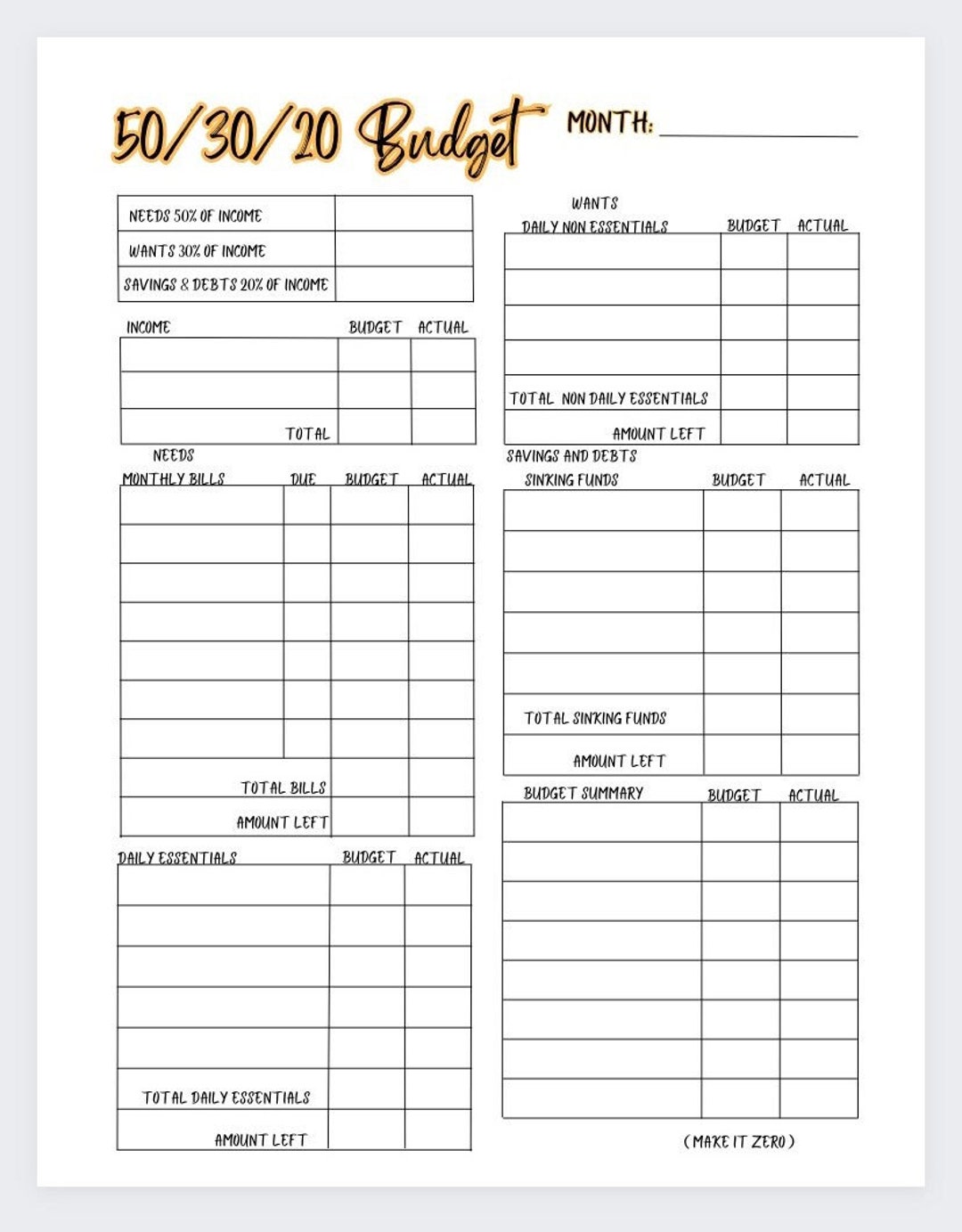 50/30/20 Budget Worksheet Instant Download Etsy 50/30/20 Budget Worksheet Instant Download Etsy