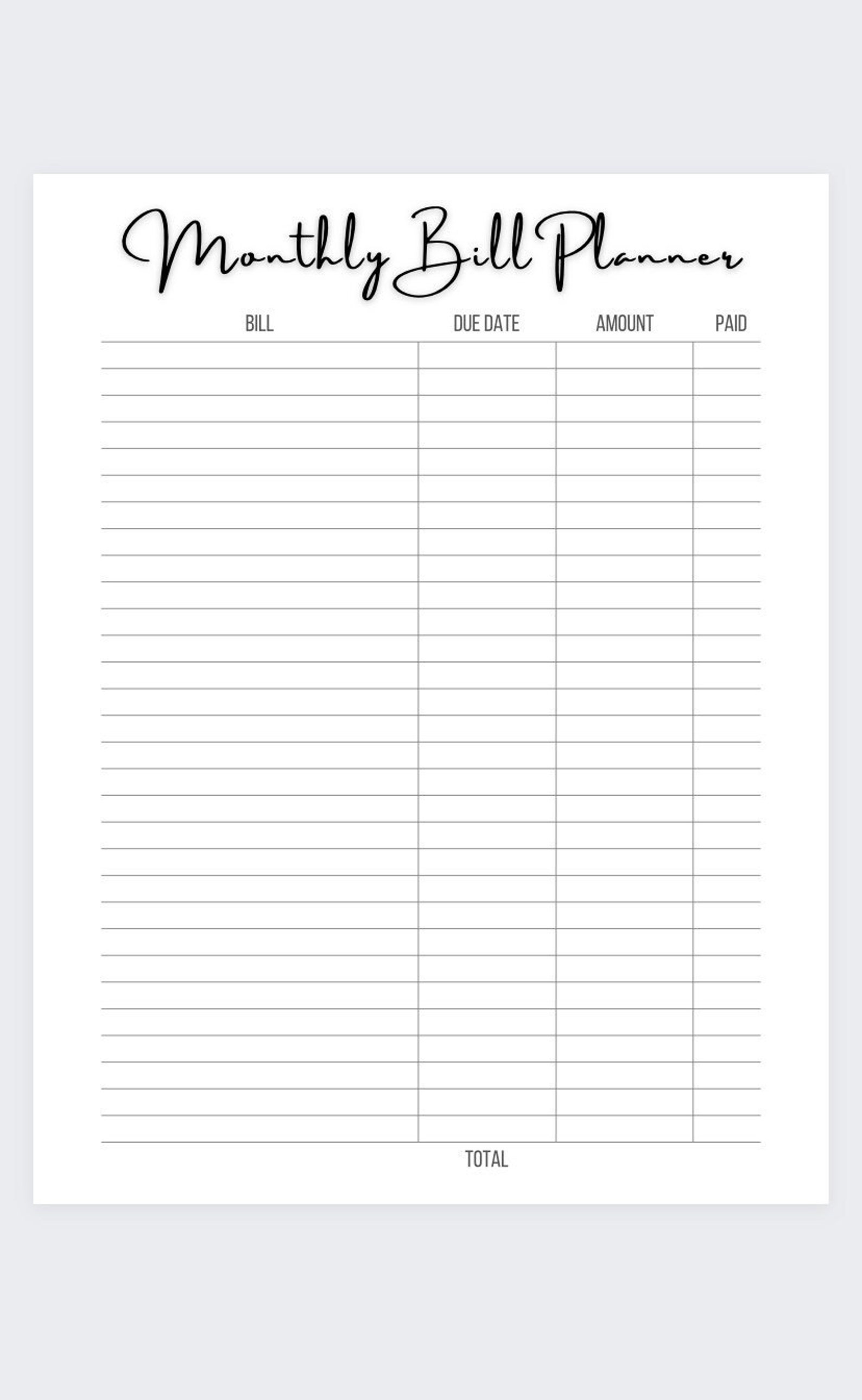 Monthly Bills Planner - Etsy