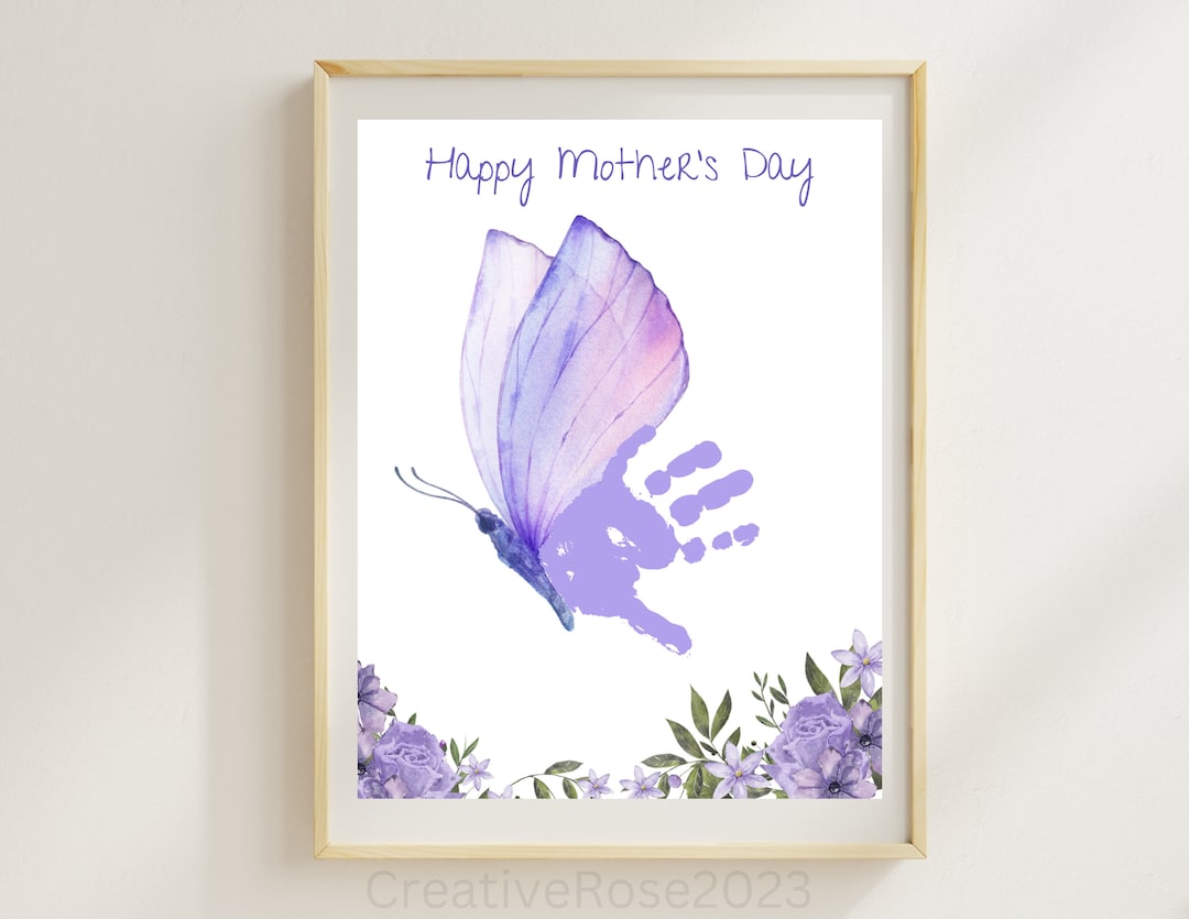 Mother's Day Handprint Art Printable Card to Gift Mommy From Baby ...