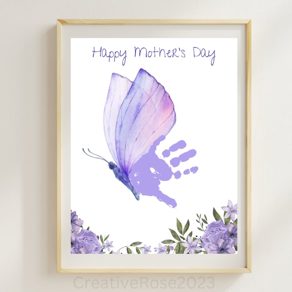 Mother's Day Handprint Art Printable Card to Gift Mommy from Baby, Toddler, or Preschool Child