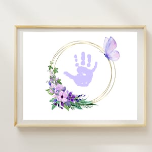 Purple Butterfly Art Handprint Craft Printable Memory Keepsake for Baby, Toddler, and Preschool Kids