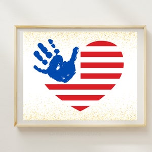 Herz Handabdruck Handwerk für Fourth ofJuli, veterans tag, Gedenktag und Flaggentag