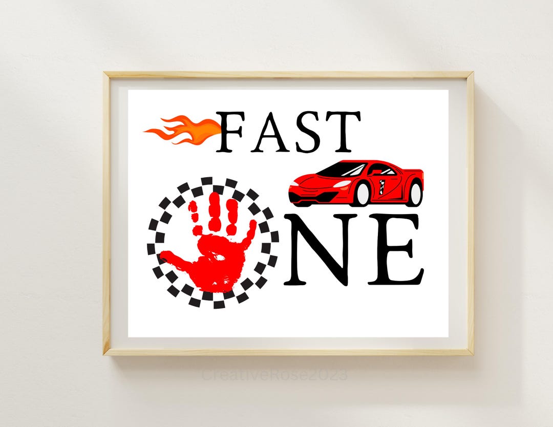 Fast One Designs Fast One Birthday Handprint Art Printable | First Birthday Boy Nursery ...