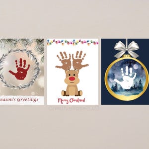 Christmas Handprint Art Printable Set of 3 | Reindeer Handprint | Winter Handprint Craft | Holiday Handprint