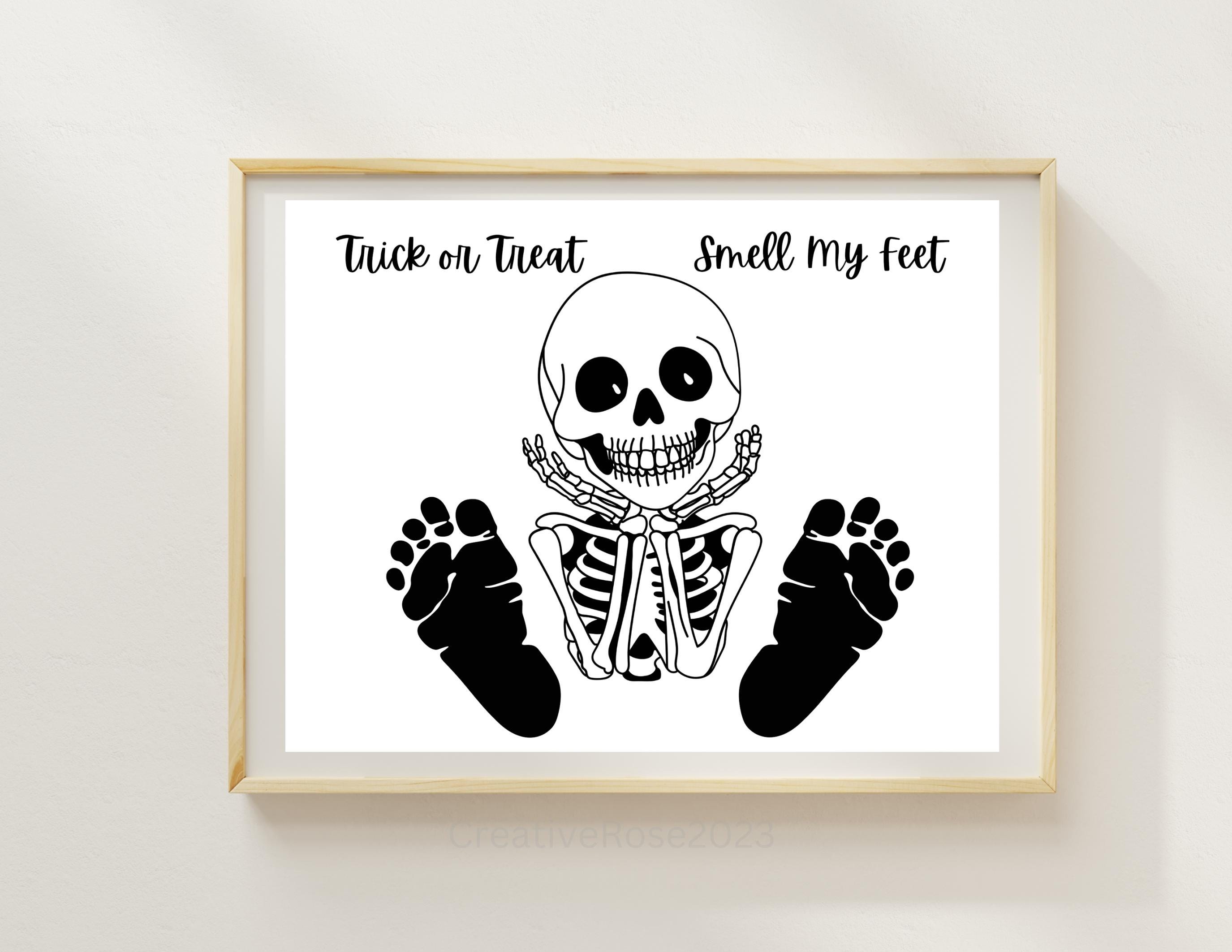 Skeleton Footprint Art Printable Halloween Handprint Art Fall…