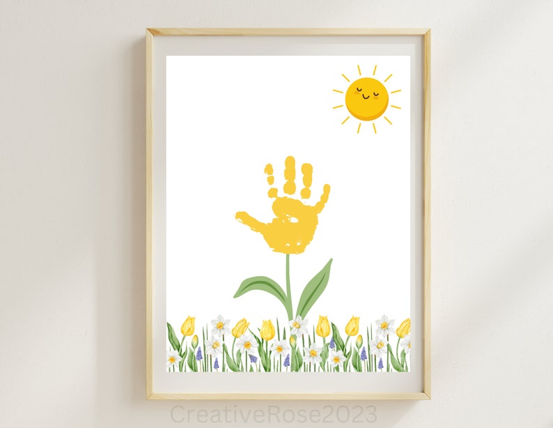 Spring Flower Handprint Footprint Art Craft Keepsake Gift or Card