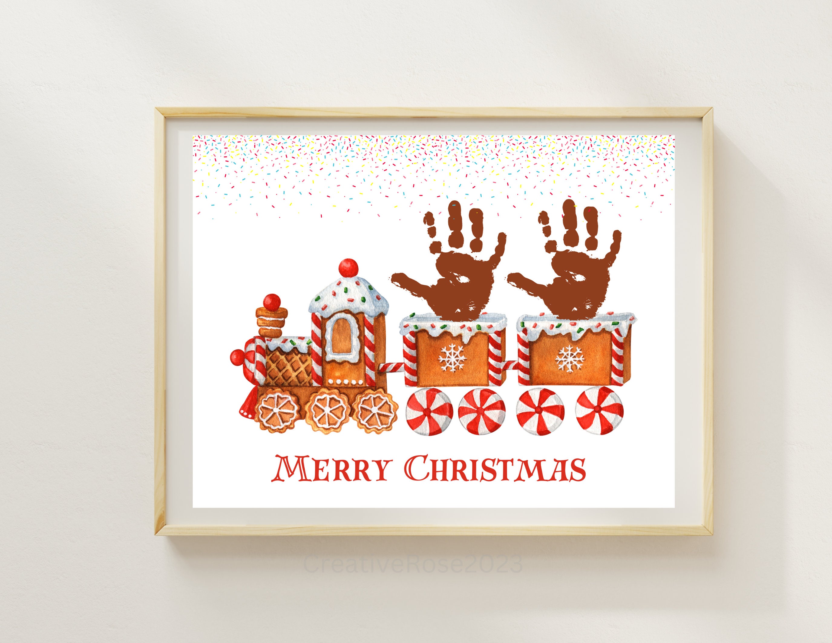 Christmas Handprint Craft Printable Gingerbread Train Handprint Art…