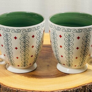2003 Starbucks Barista Coffee Cups Mugs White Green Interior Scroll Red 2003 Starbucks Barista Coffee Cups Mugs White Green Interior Scroll Red