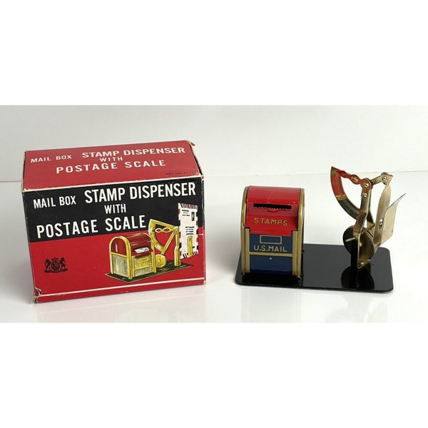 Vintage Mailbox Postage Stamp Holder Dispenser with Postage Scale with Box