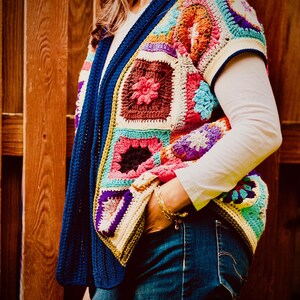 Handmade Crochet Granny Square Vest – Colorful Boho Summer Layer – 100% Natural Cotton – One of a Kind