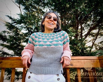 Handmade Crochet  Sweater - Spring Cotton Style