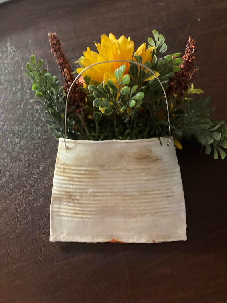 Tin Can Pocket Posey Fall Decor Crushed Can Upcycled Wall Art