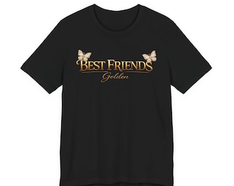 Camiseta dorada "Best Friends" con diseño de mariposa dorada - Corte unisex