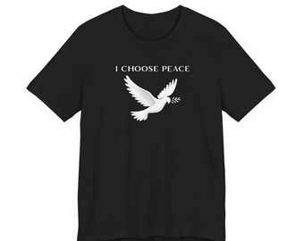 Elijo la paz - Camiseta minimalista con diseño de paloma y rama de olivo / Corte unisex