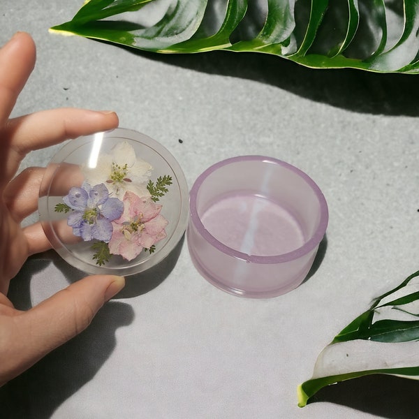 Round Resin Floral Jewelry Box