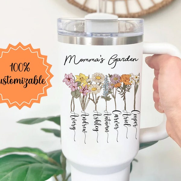 Mother's Day Gift, Birth Flower 40oz Tumbler, Plant Mom Tumbler,Mother’s Day Gift, Mothers Day Cup, Plant Lover Gift, Plant mom Cup,