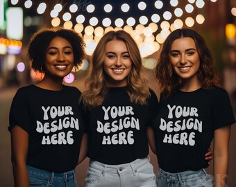 Group Mockup, Black Shirts Mockup, Bella Canvas 3001 TShirt Mockup, Group Tshirt Mock, Multiple Black Shirts, Bridal Bachelorette Tee Mockup