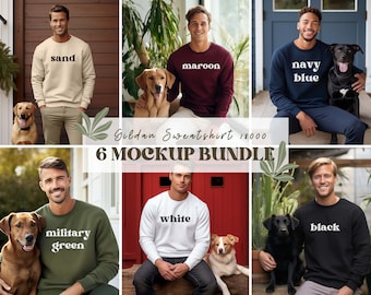 Hond mockup bundel, heren Gildan 18000 sweatshirt mockup bundel, heren sweatshirt mockup bundel, Gildan bundel, mannelijke hondenliefhebber mockup bundel