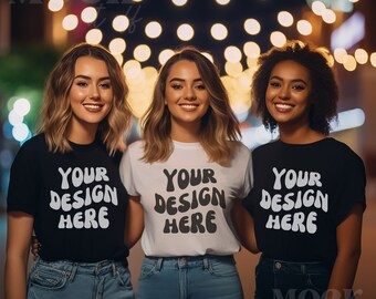 Group Mockup, Black Shirts Mockup, Bella Canvas 3001 TShirt Mockup, Group Tshirt Mock, Multiple Black Shirts, Bridal Bachelorette Tee Mock