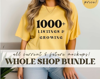 WHOLE Shop Mockup Bundle, Full Lifetime Access Store Shop Pass, Entire Shop Mega Bundle, Boho Lifestyle Model, Comfort Colors 1717 6014 1566
