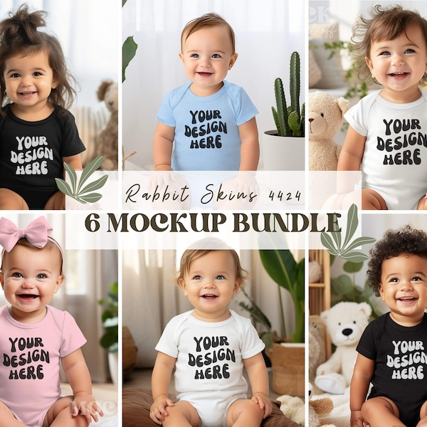 Baby Mockup Bundle, 6 jpg Rabbit Skins 4424 Infant Fine Jersey Bodysuit Mockup, Baby Bodysuit Mockup Bundle, Cute Baby Indoor Boho Aesthetic