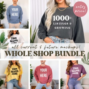 WHOLE Shop Mockup Bundle, Full Lifetime Access Store Shop Pass, Entire Shop Mega Bundle, Boho Lifestyle Models, Bella Gildan Comfort Colors