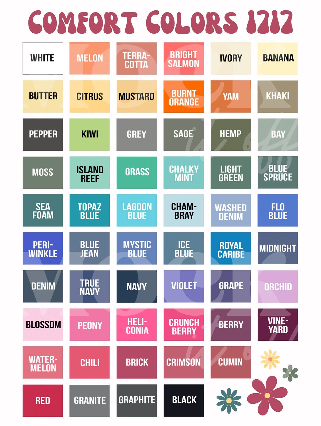トップス 17ss multi color classic logo foodie Retro Comfort Colors 1717 Color Chart, 2023 Printify Color