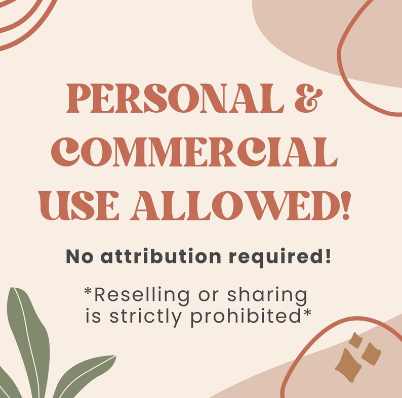 May include: A beige background with abstract shapes in brown and peach. The text "PERSONAL & COMMERCIAL USE ALLOWED! No attribution required! *Reselling or sharing is strictly prohibited*" is written in brown text.