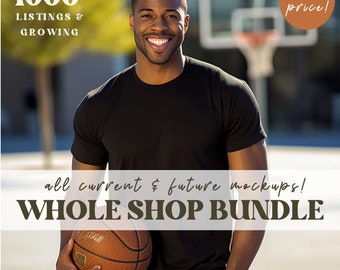 WHOLE Shop Mockup Bundle, Lifetime Access Entire Shop Mega Bundle, Sports Player Mocks, Basketball Volleyball Football Baseball Tennis Mocks