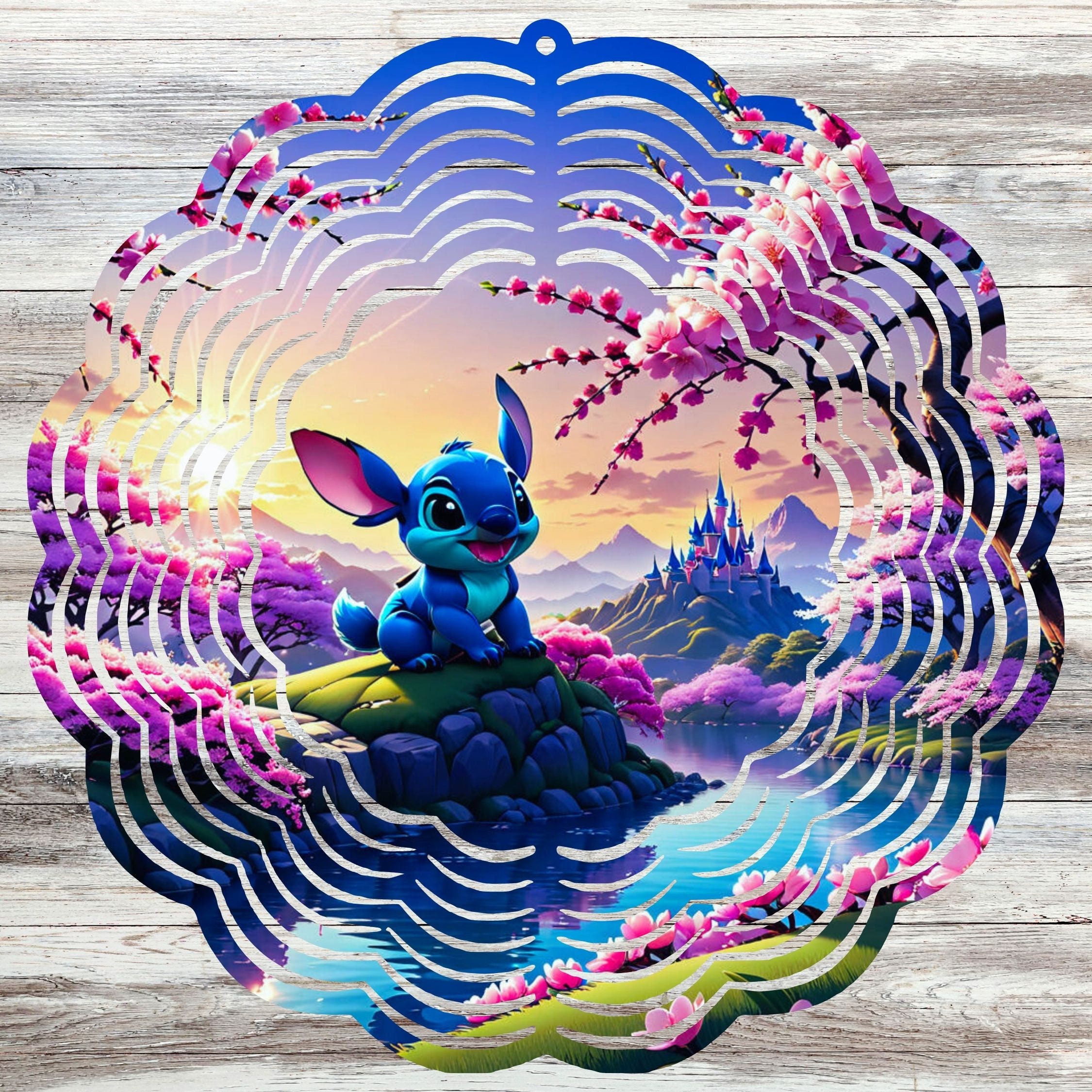 Stitch Wind Spinner Sublimation Design Template, Round Hanging Spinners, humming bird Wind Spinner PNG, 10 inch Round Sublimation