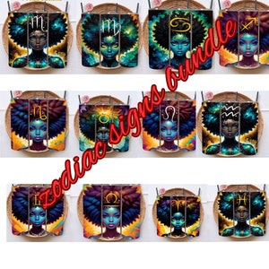 zodiac sign tumbler bundle Star Sign Tumblers wrap set Afro Girl Tumbler png, Sagittarius tumbler sublimation, Astrology sign tumbler wrap