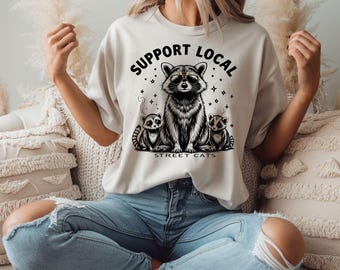 Support Your Local Street Cats Png, Funny Raccoon Png, Vintage Raccoon Png, Trash Panda Png, Skunk Png, Sublimation Digital Design