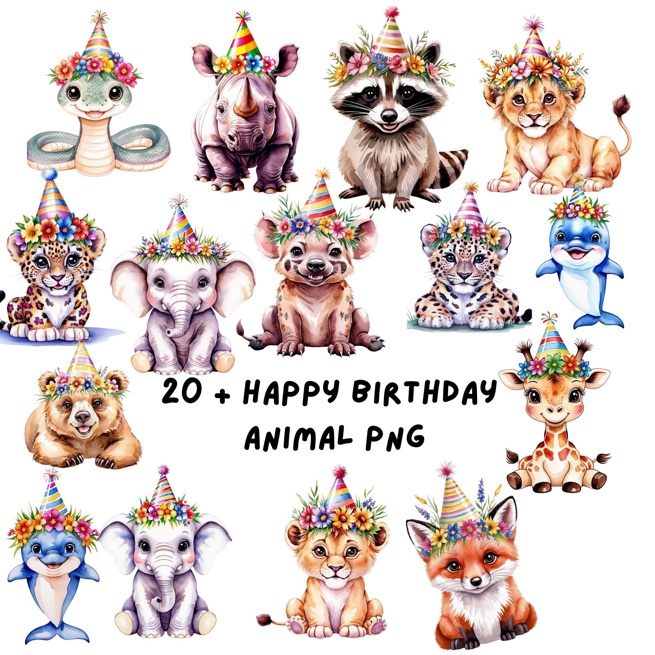 Cute Animal Birthday Party Clipart, Woodland Animals Birthday PNG ...