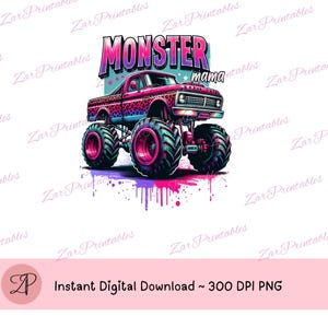 Gros camion maman Png, conception de T-Shirt maman camion de course, Funny Momster Truck Png, Funny MAMA, téléchargement numérique fête des mères
