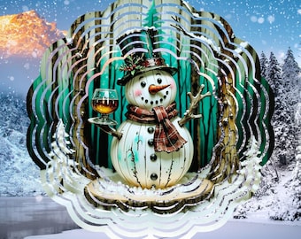 Christmas Wind Spinner PNG, winter Wreath Sublimation Design, snowman windspin 10 inch round hanging, festive season Windspinner Design