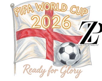 FIFA World Cup 2026 England, Ready for Glory The Three Lions World Championship, Football Tournament World Cup Sublimation