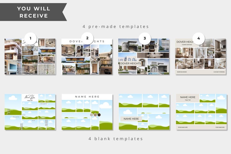 Puede incluir: Una plantilla de collage digital para agentes inmobiliarios. La plantilla presenta una cuadr&iacute;cula de 12 im&aacute;genes, con una variedad de dise&ntilde;os y esquemas de colores. La plantilla es perfecta para mostrar propiedades, crear materiales de marketing y construir una marca.