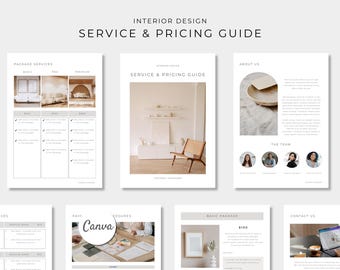 Interior Design Service and Pricing Guide, Client Welcome Book, Canva Template, Project Portfolio, Interior Design Mood Board Template