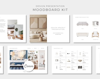 Design Presentation Mood Board Kit, Editable Canva Template, Interior Design Mood Board Template, Project Proposal, Furniture Selection