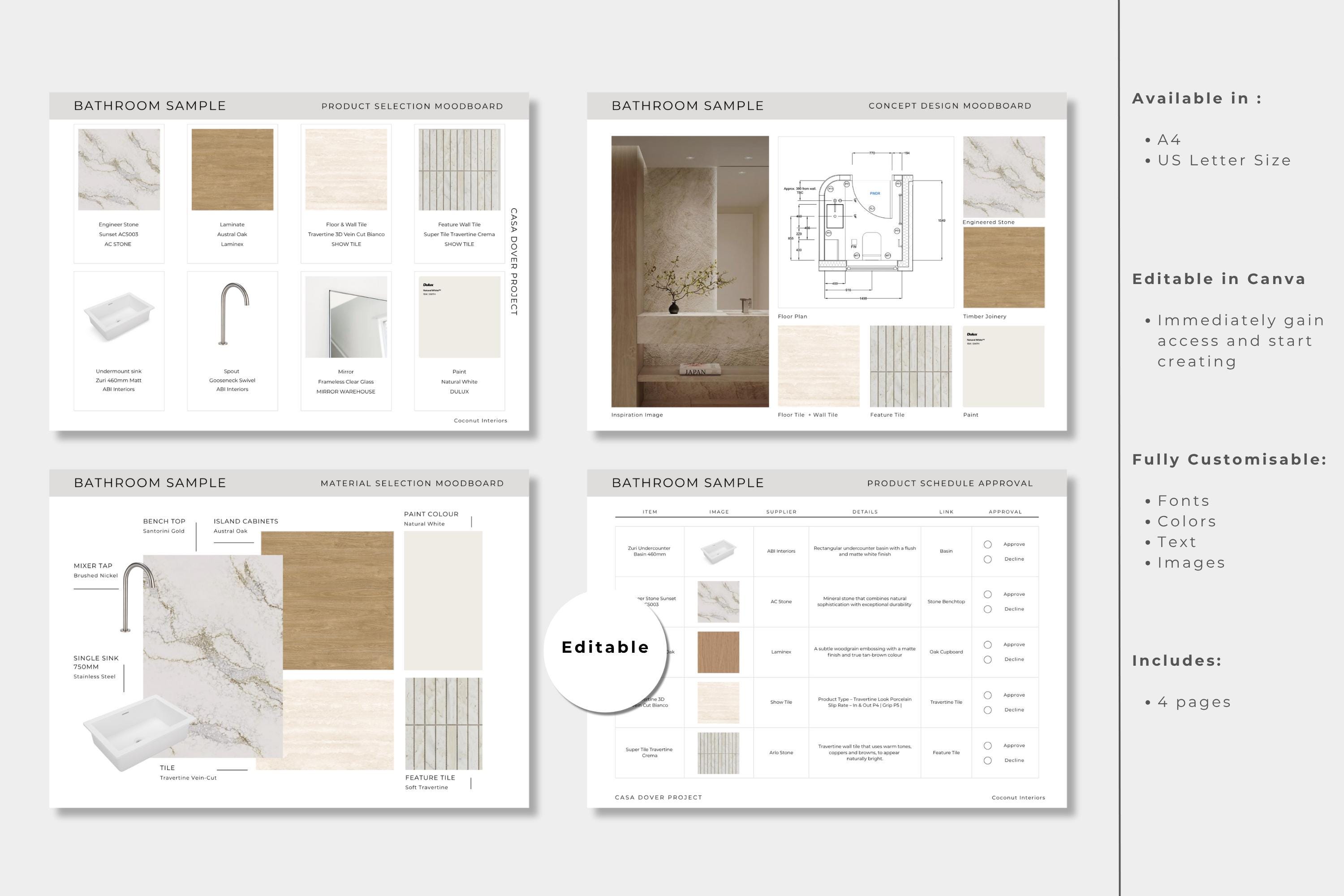 Interior Client Presentation Schedule, Editable Canva Template, Mood ...