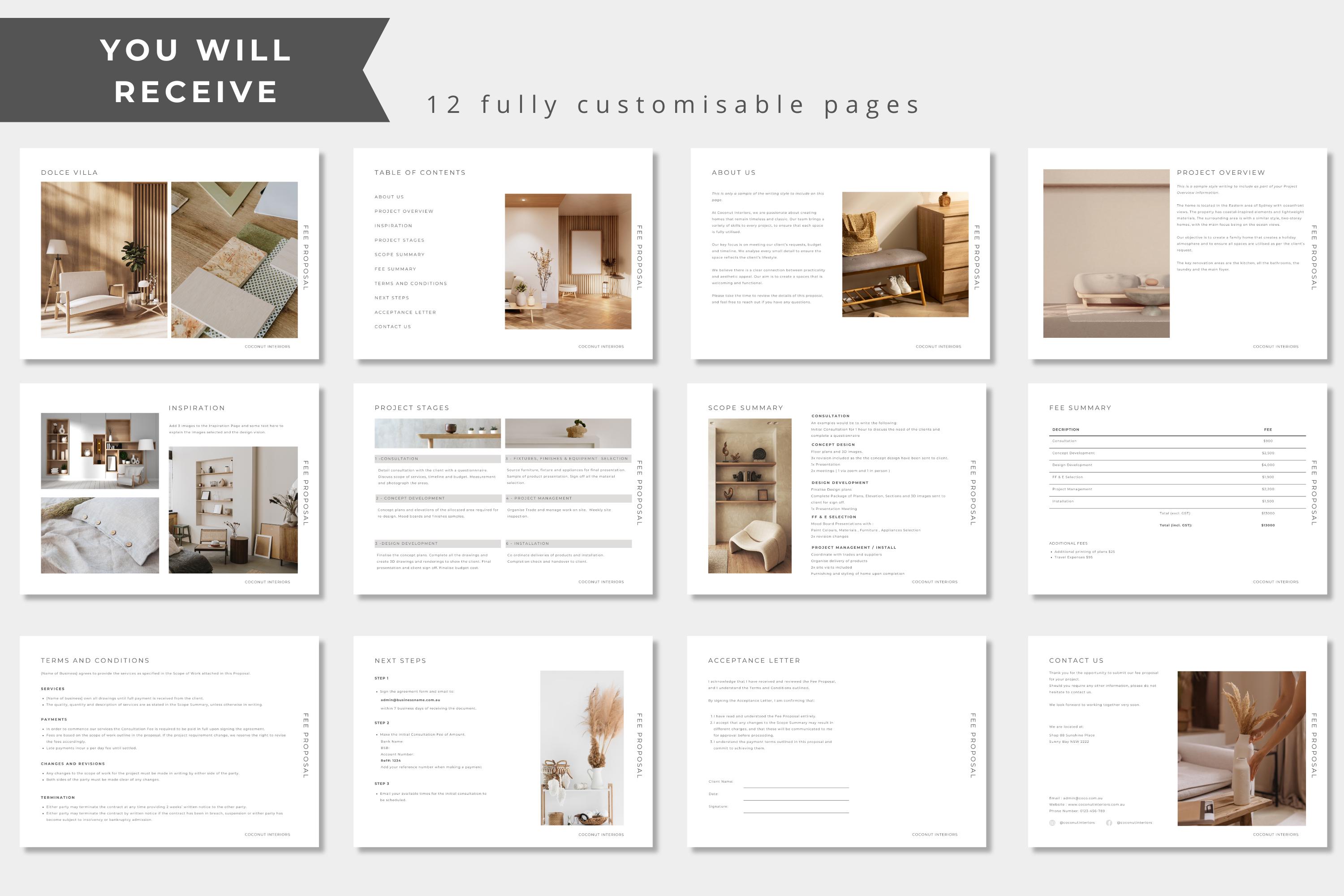 Interior Fee Proposal Template, Client Presentation Schedule, Project ...