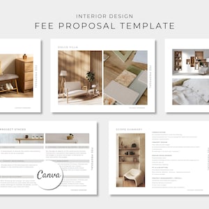 Interior Fee Proposal Template, Client Presentation Schedule, Project Proposal, Design Services, Editable Canva Template
