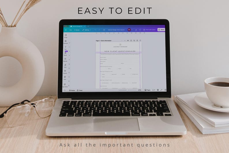 Questionnaire Interface Design Interior Design New Client Questionnaire, Canva Editable Template ...