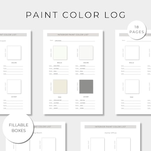 Paint Color Log, Household Paint Tracker, Paint Colour Tracker, Printable Paint Template, Household Management, Editable PDF, Renovation