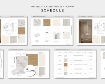 Interior Client Presentation Schedule, Editable Canva Template, Mood Board Presentation, Materials Selection, Design Proposal