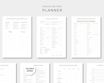 Planificador de compra de vivienda, Lista de verificación para la compra de vivienda, Documentos para la búsqueda de vivienda, Paquete de organización del hogar, Lista de verificación digital